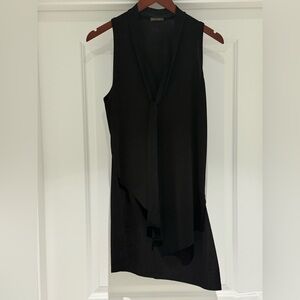 Zara Black Asymmetrical Blouse with Tie Neck
